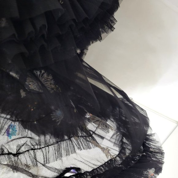 Beulah Style Black Ruffled Tulle High Low Embroidered Skirt NWT - Picture 3 of 8